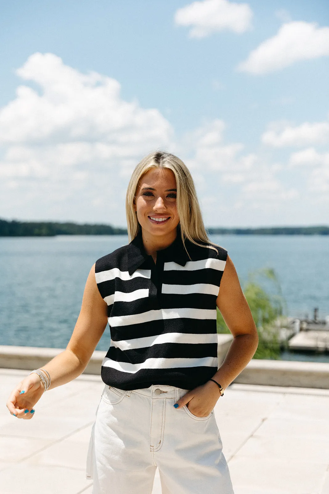 Plan Ahead Striped Top - Black