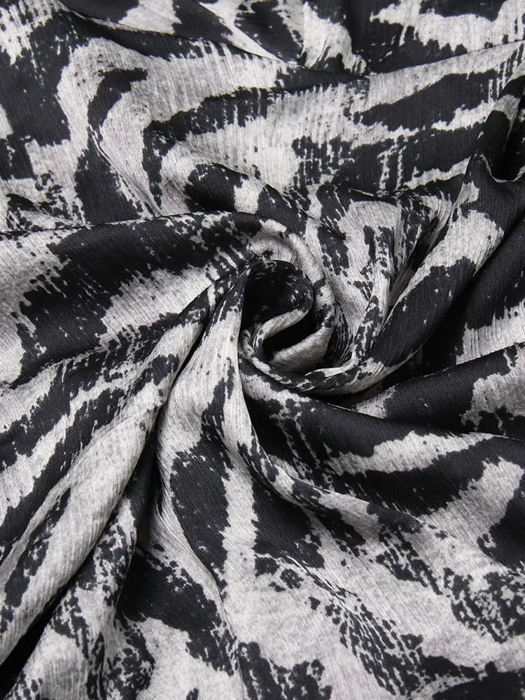 Print Vintage Bowknot Collar Lantern Sleeve Loose Top