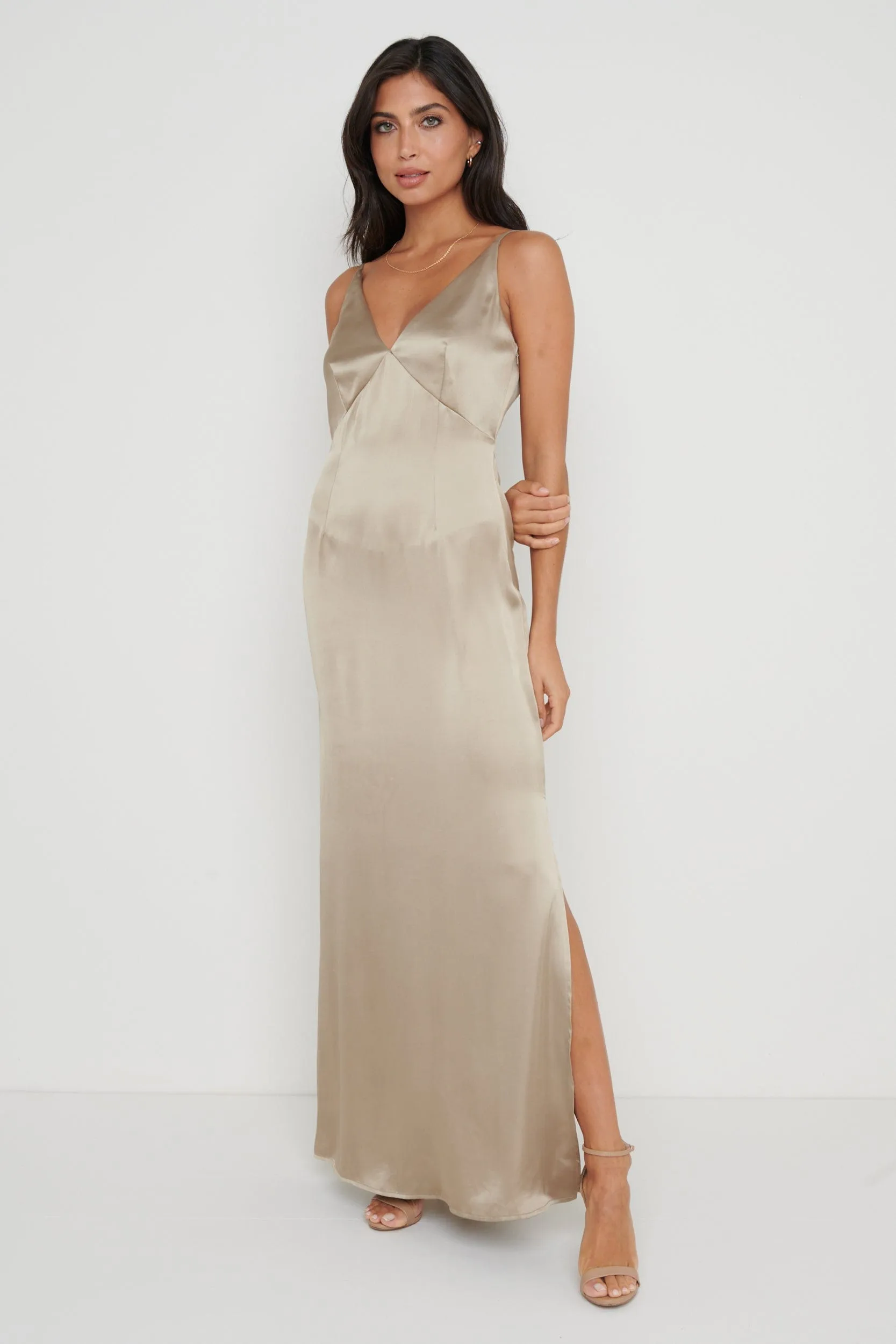 Priya Slip Maxi Dress - Taupe