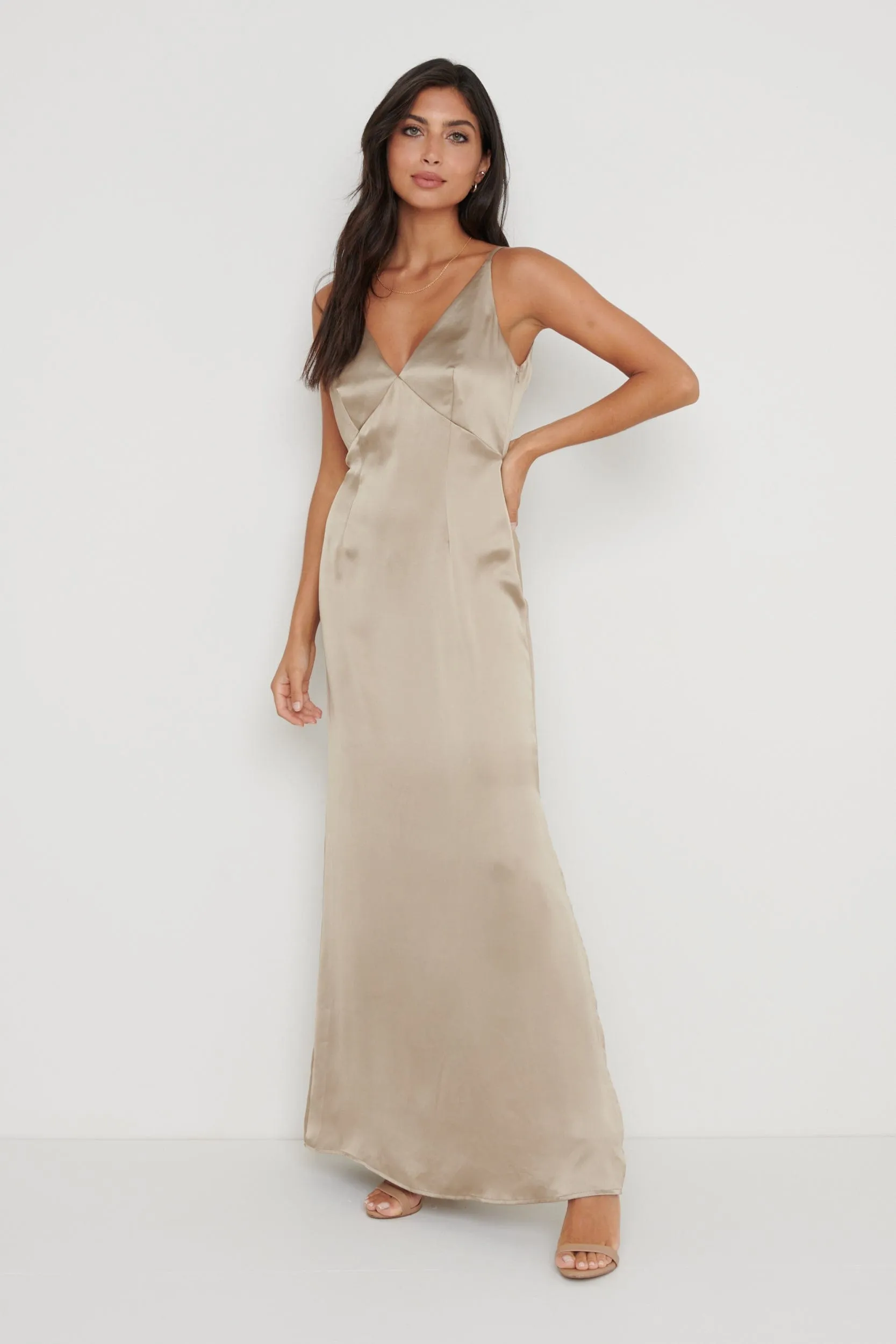 Priya Slip Maxi Dress - Taupe