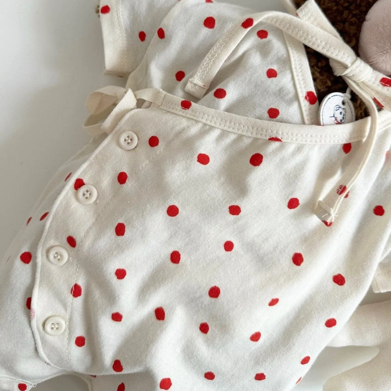Red Dot baby Romper   Bonnet