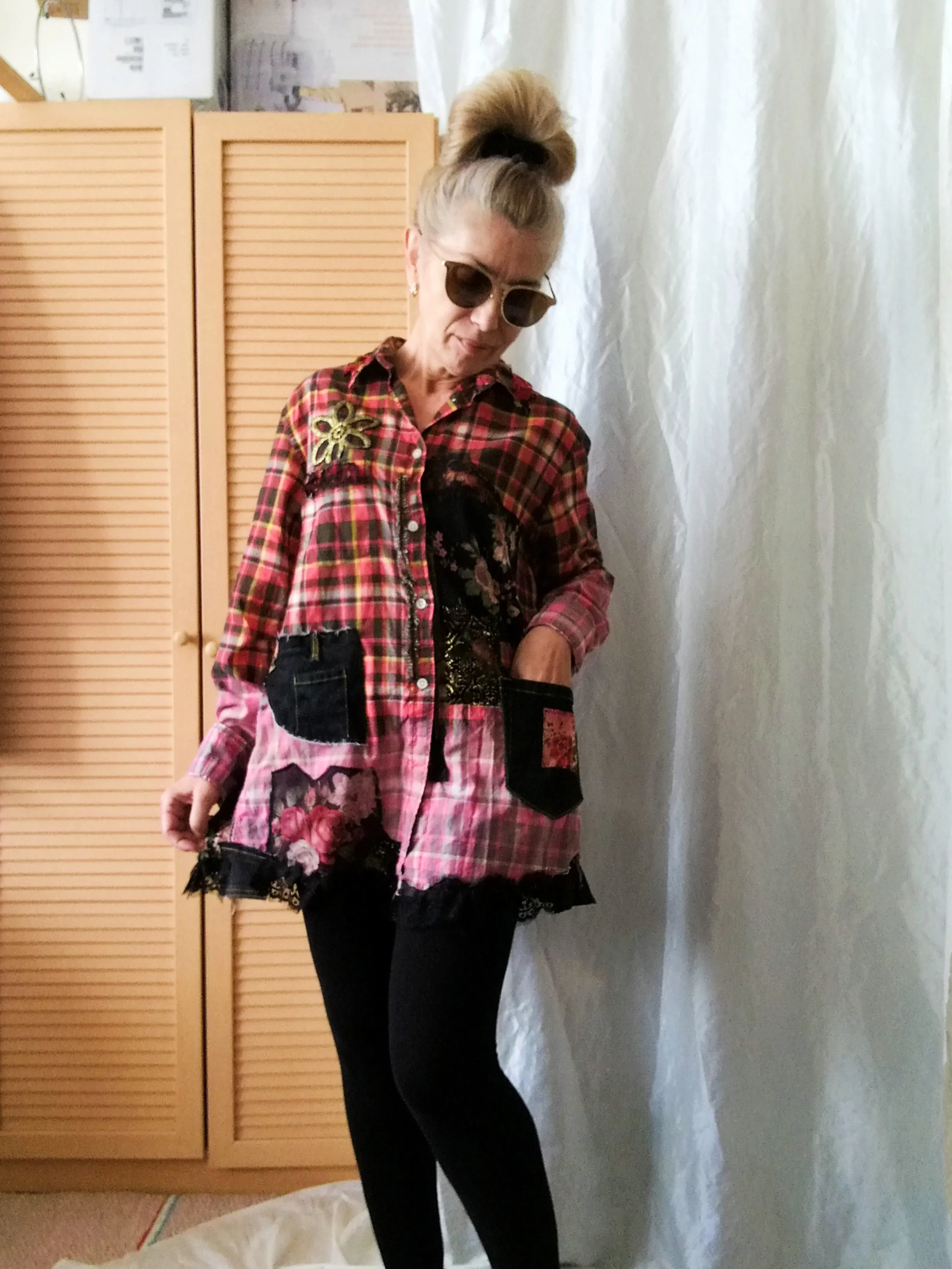 Red Jacket Dress,L Embroidered Shirt Dress