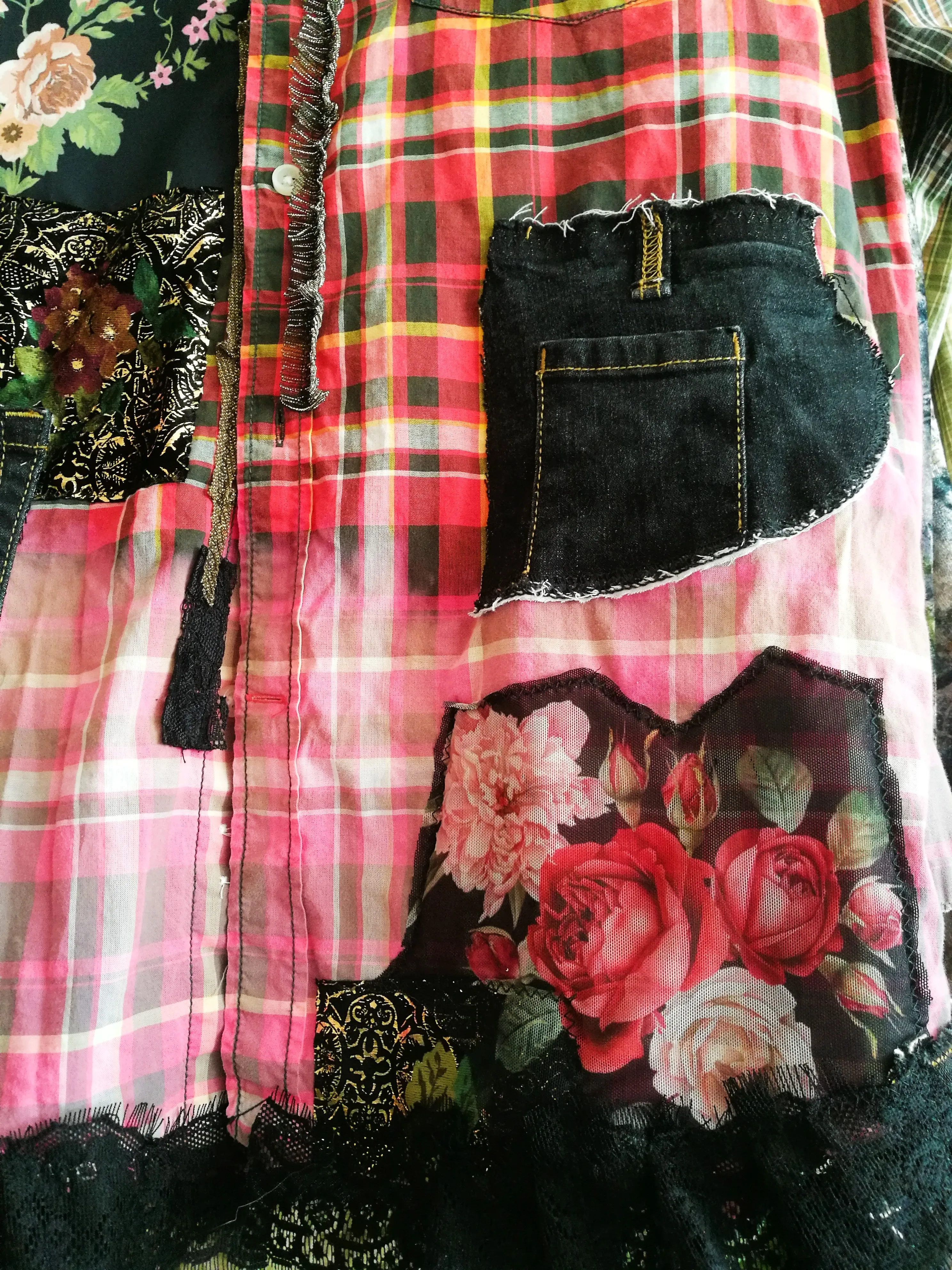 Red Jacket Dress,L Embroidered Shirt Dress