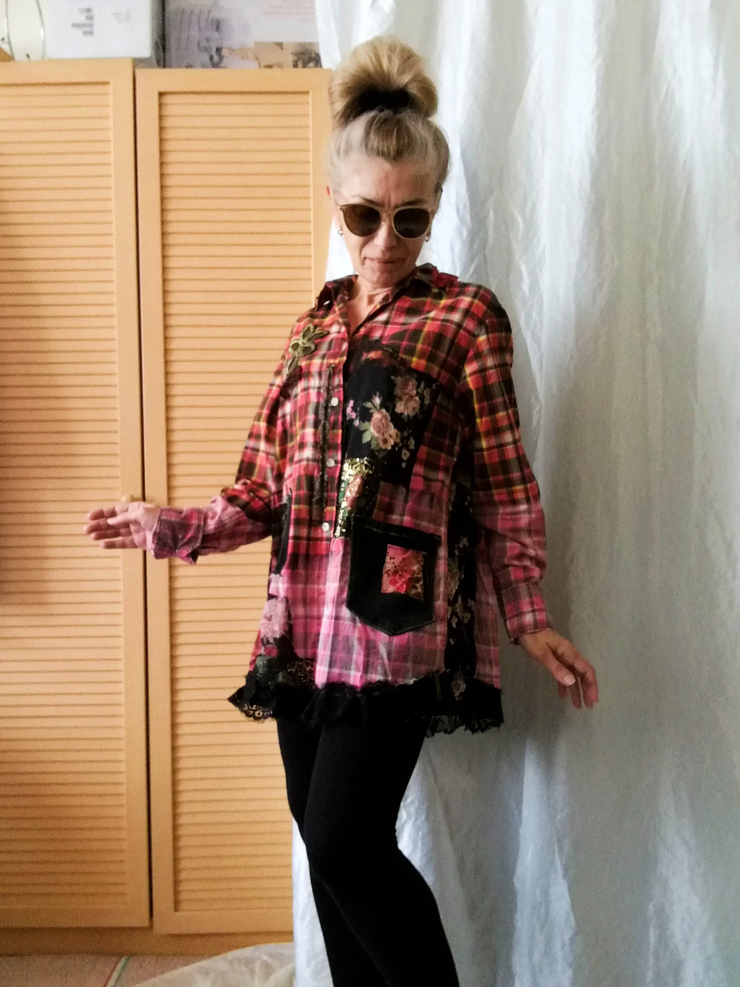 Red Jacket Dress,L Embroidered Shirt Dress