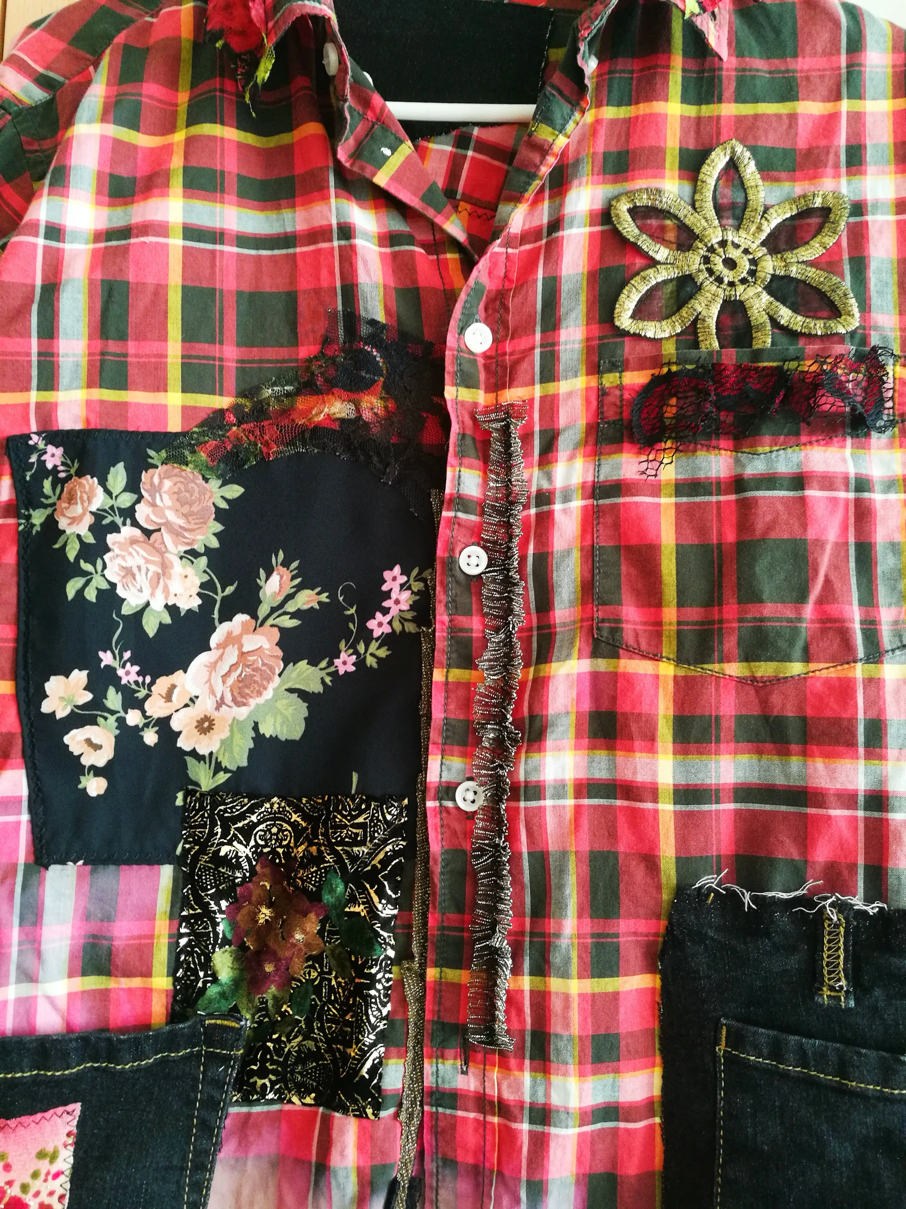 Red Jacket Dress,L Embroidered Shirt Dress