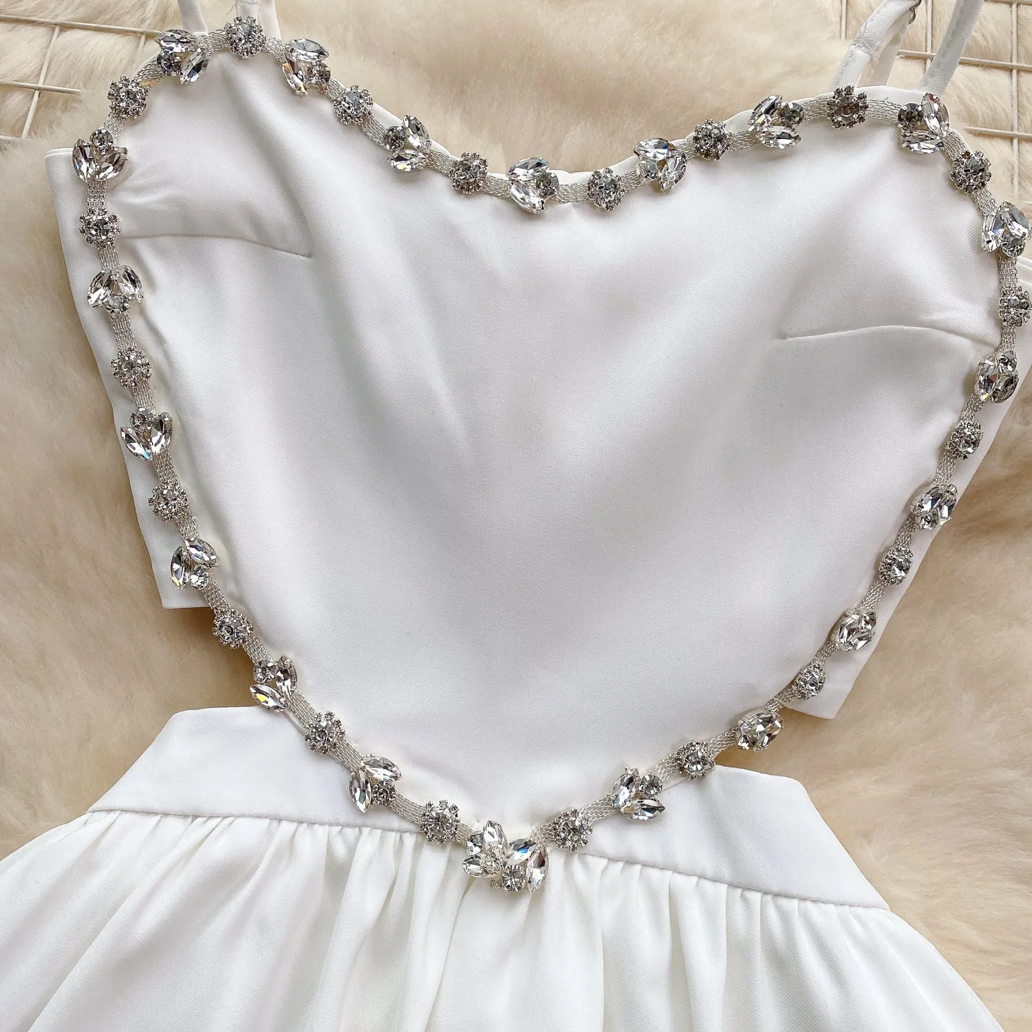 Rhinestone Studded Pleated Slip Dress