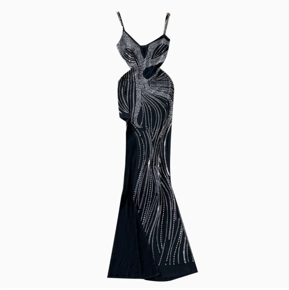 Rhinestone Studded See-through Slip Dress