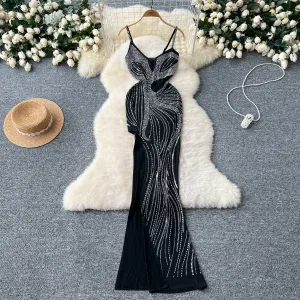 Rhinestone Studded See-through Slip Dress