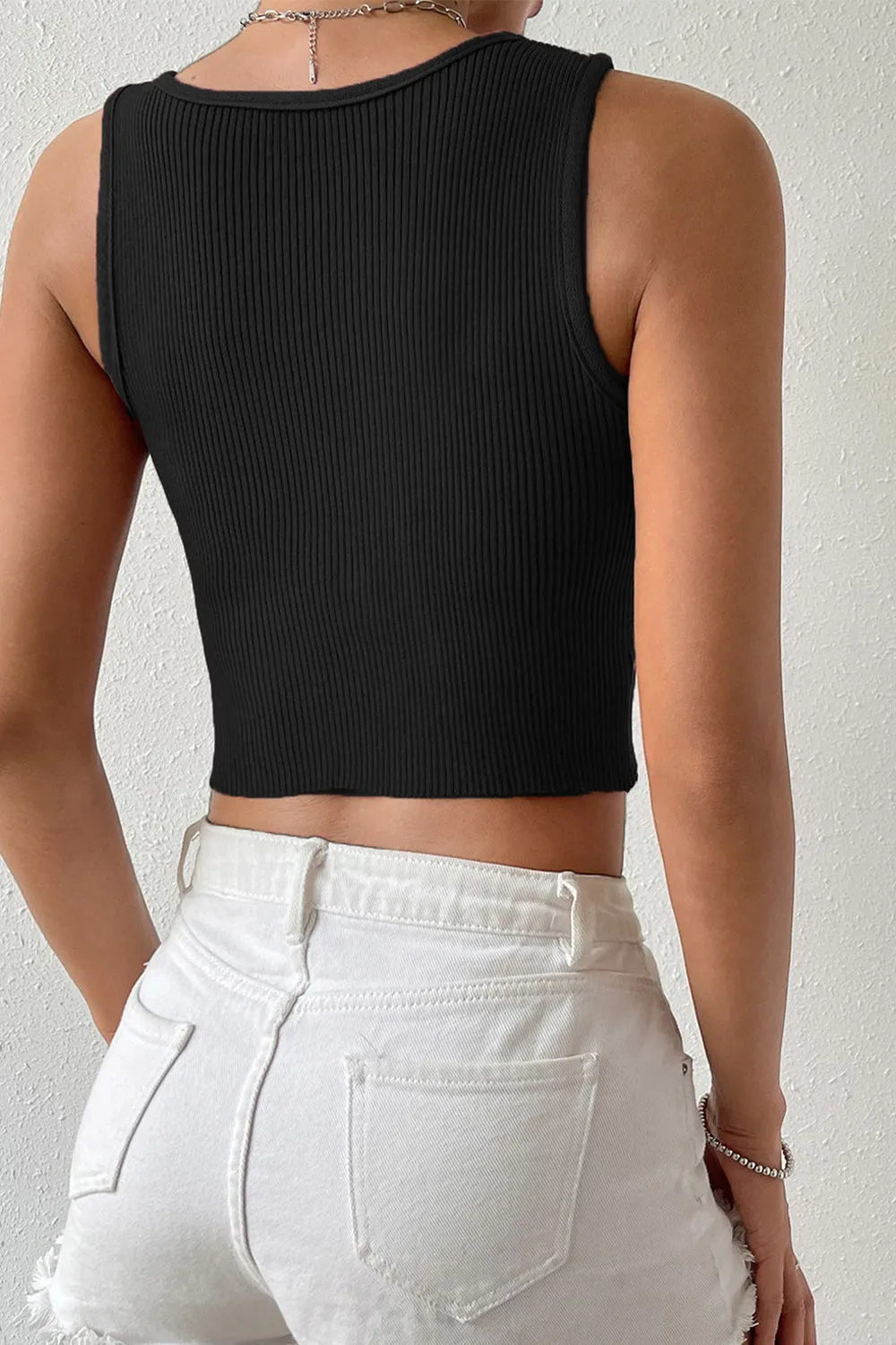 Ribbed Irregular Hem Crop Top