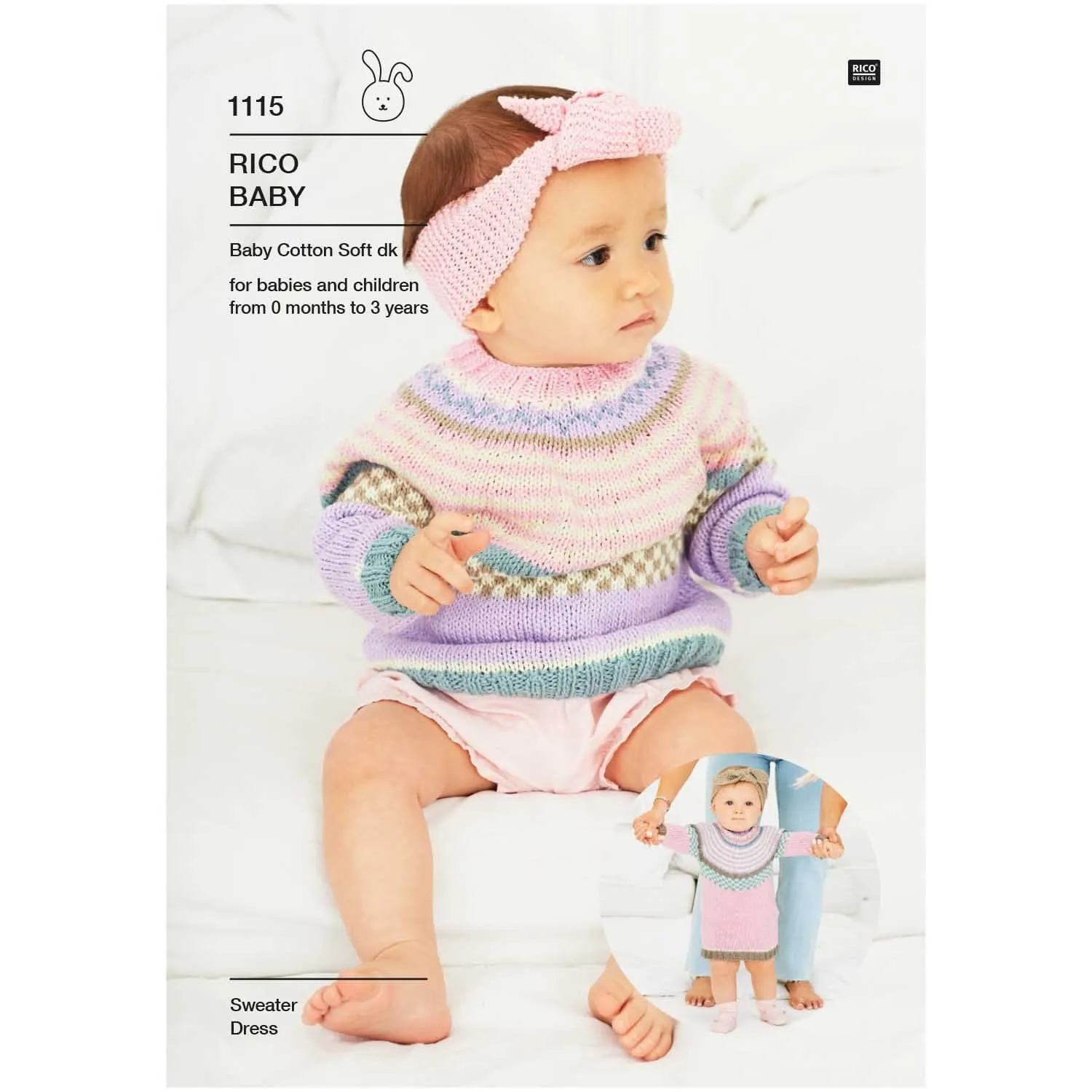 Rico Baby Sweater and Dress DK Knitting Pattern 1115