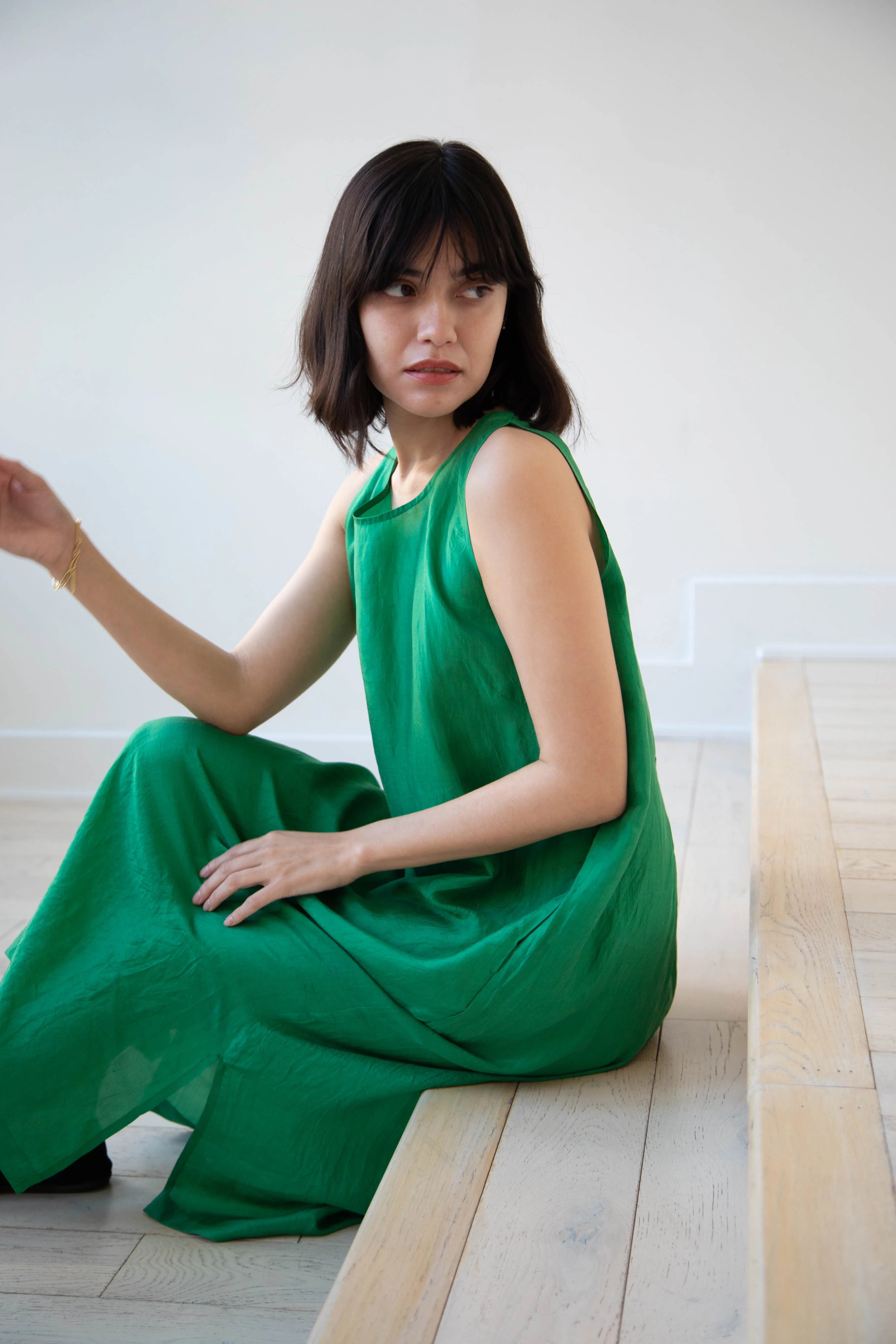 Runaway Bicycle | Mary Dress in Green Silk