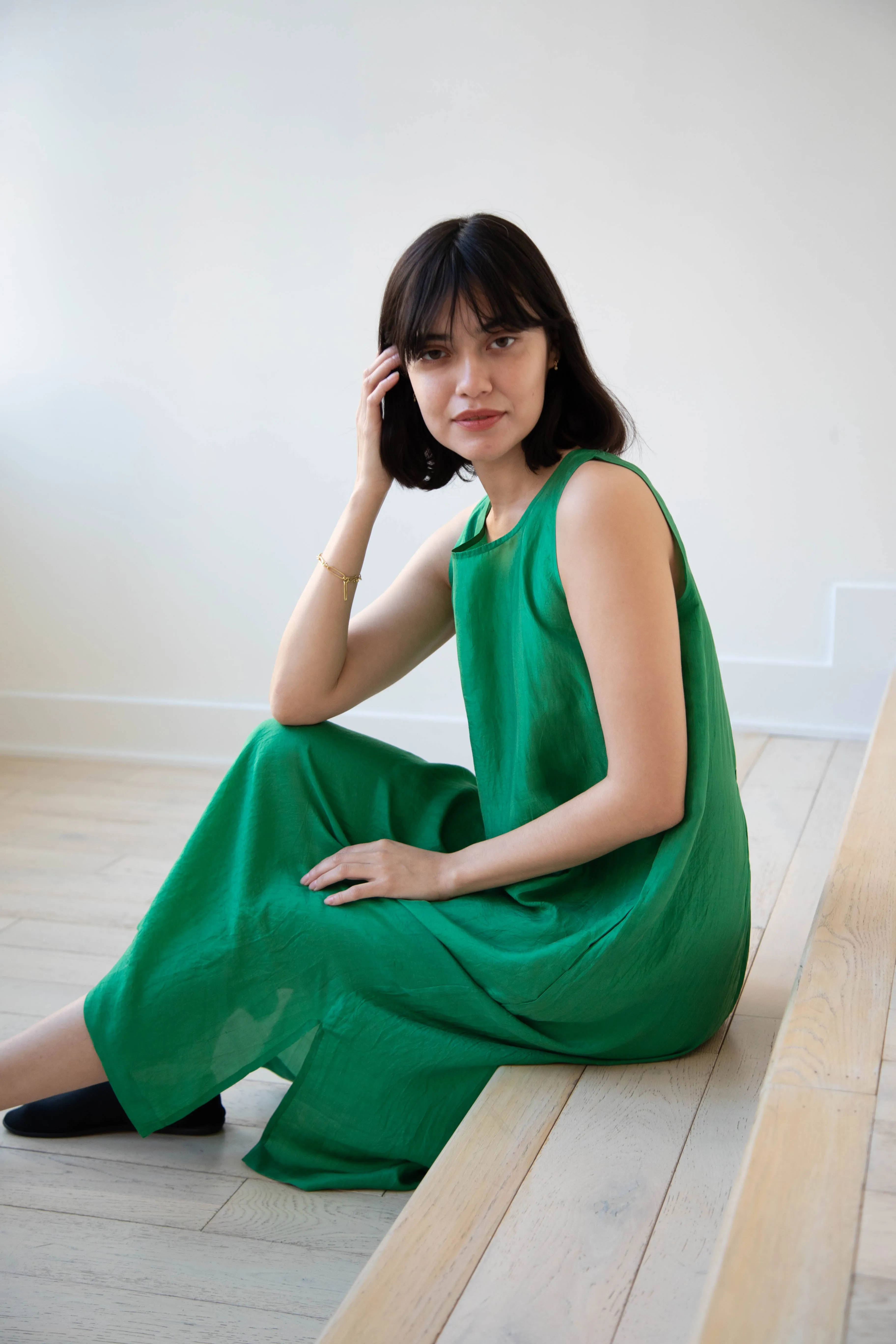 Runaway Bicycle | Mary Dress in Green Silk