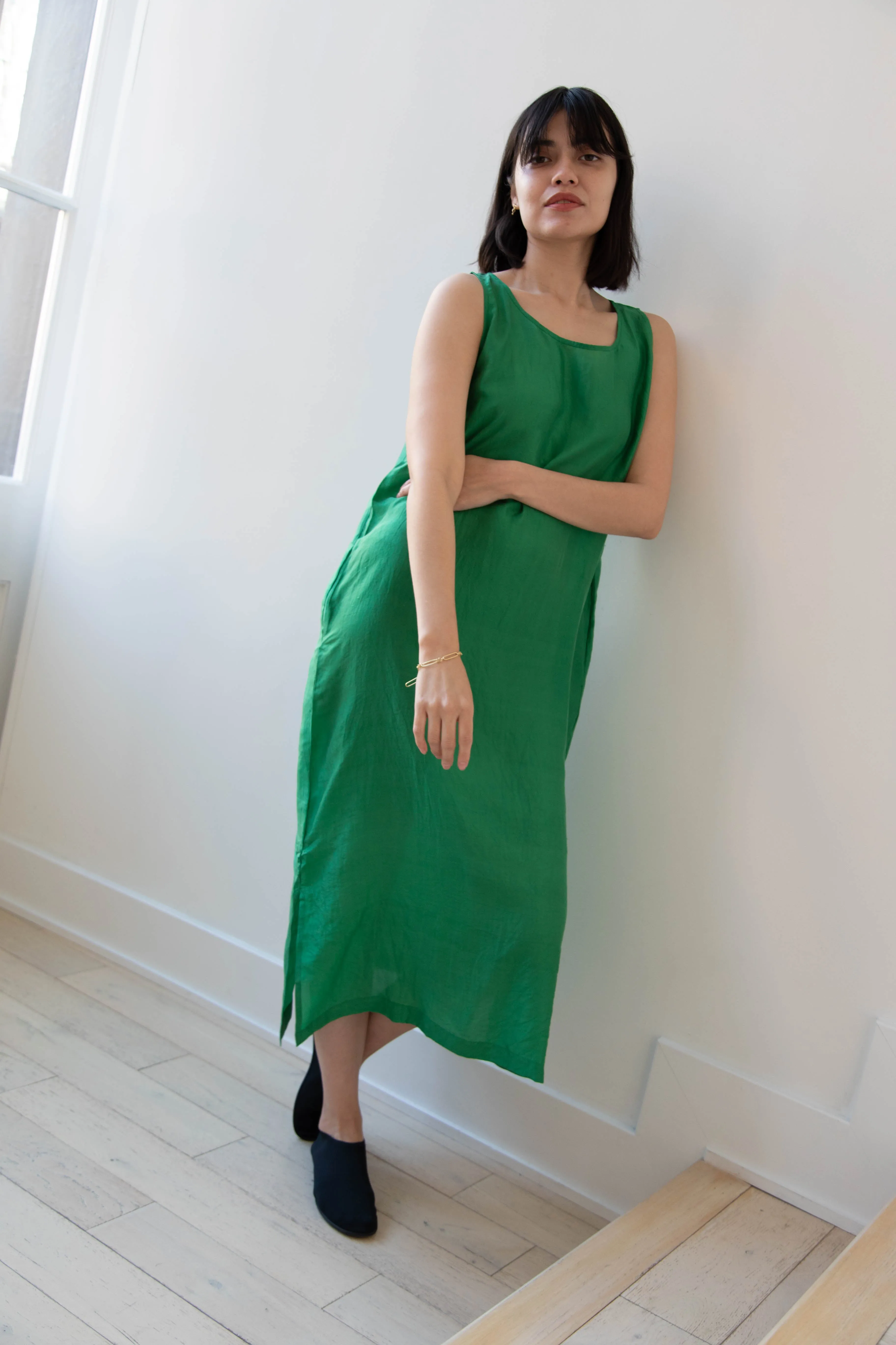 Runaway Bicycle | Mary Dress in Green Silk