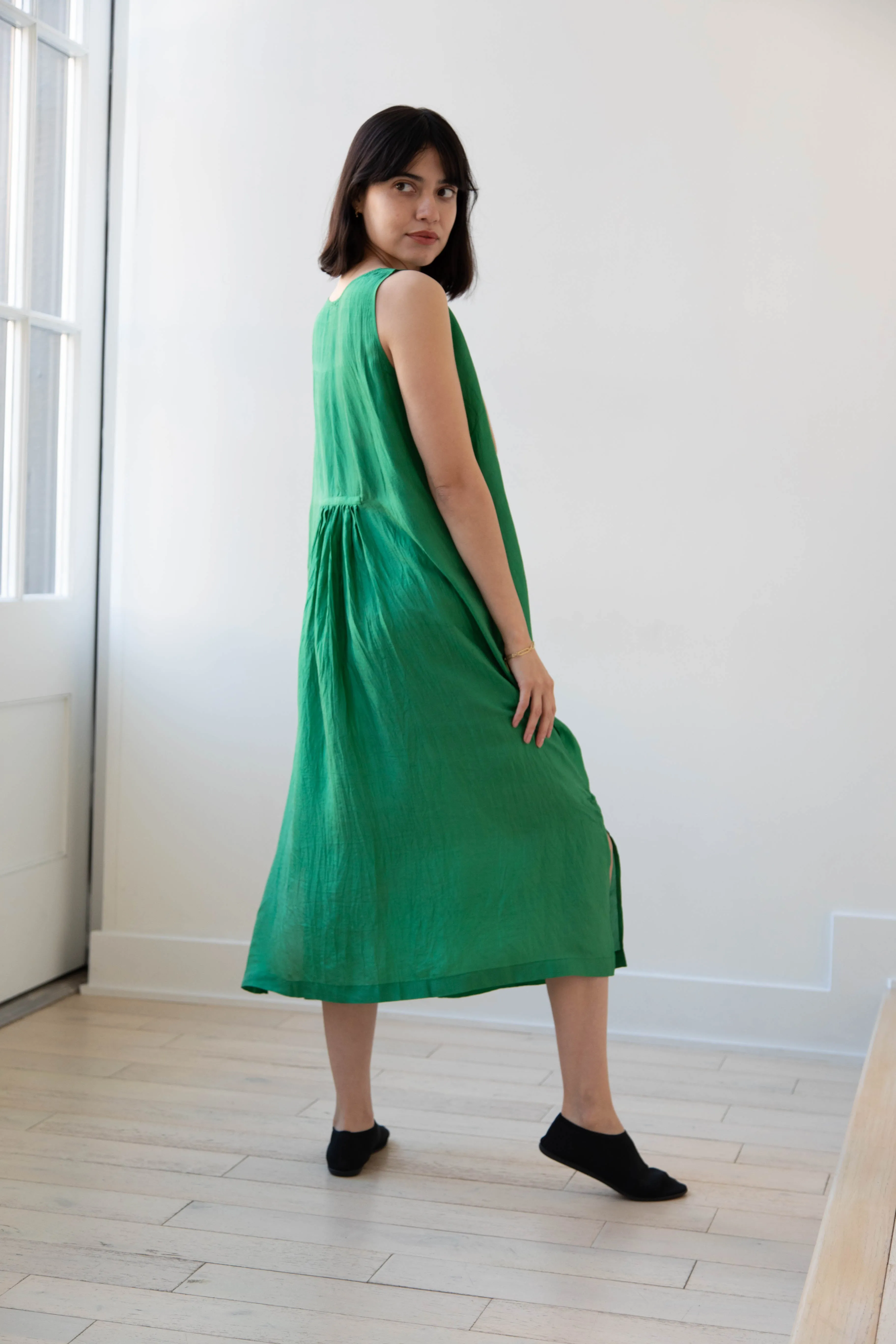 Runaway Bicycle | Mary Dress in Green Silk