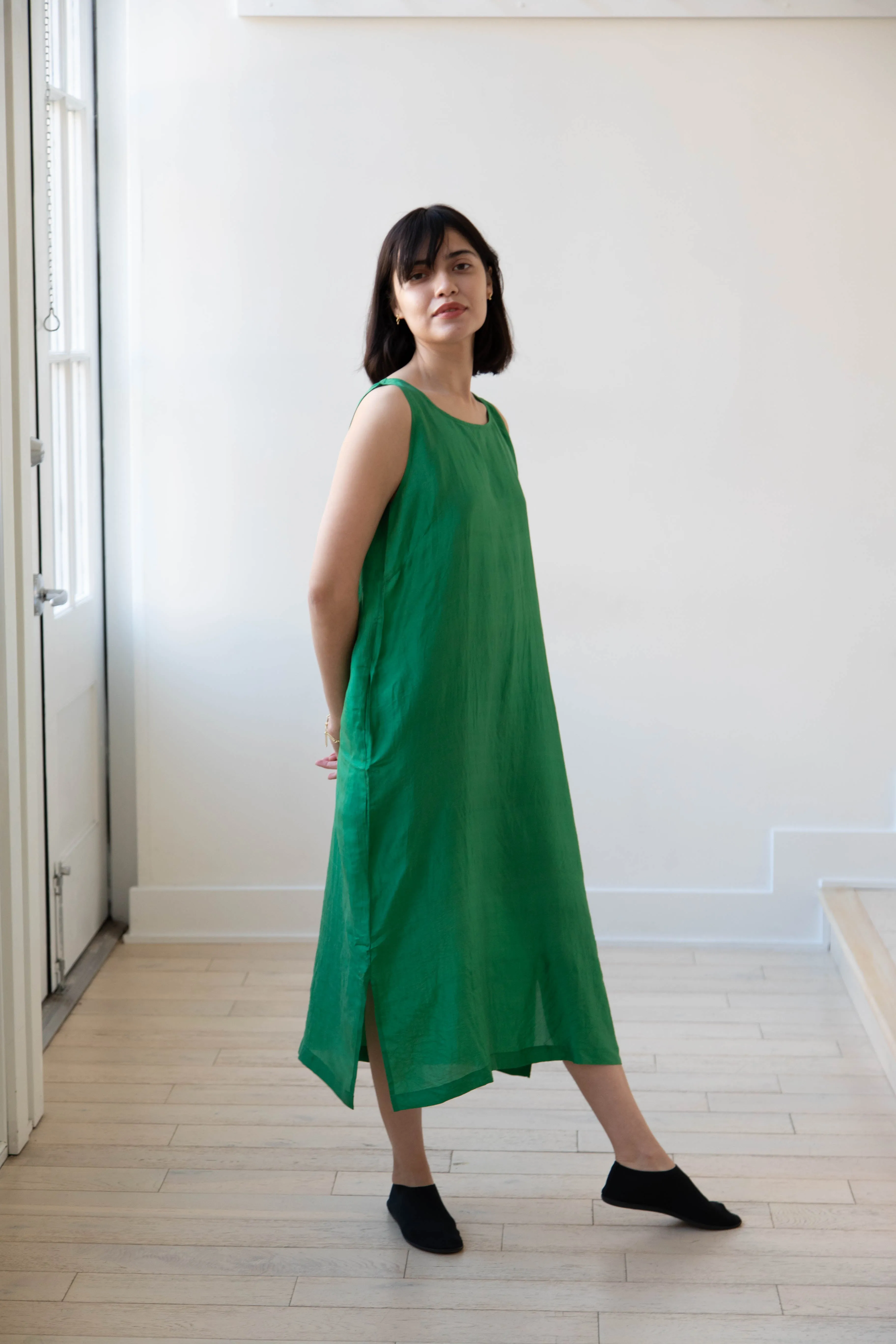 Runaway Bicycle | Mary Dress in Green Silk