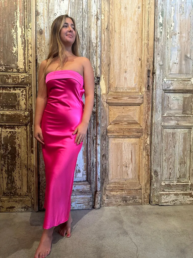 Satin Strapless Maxi