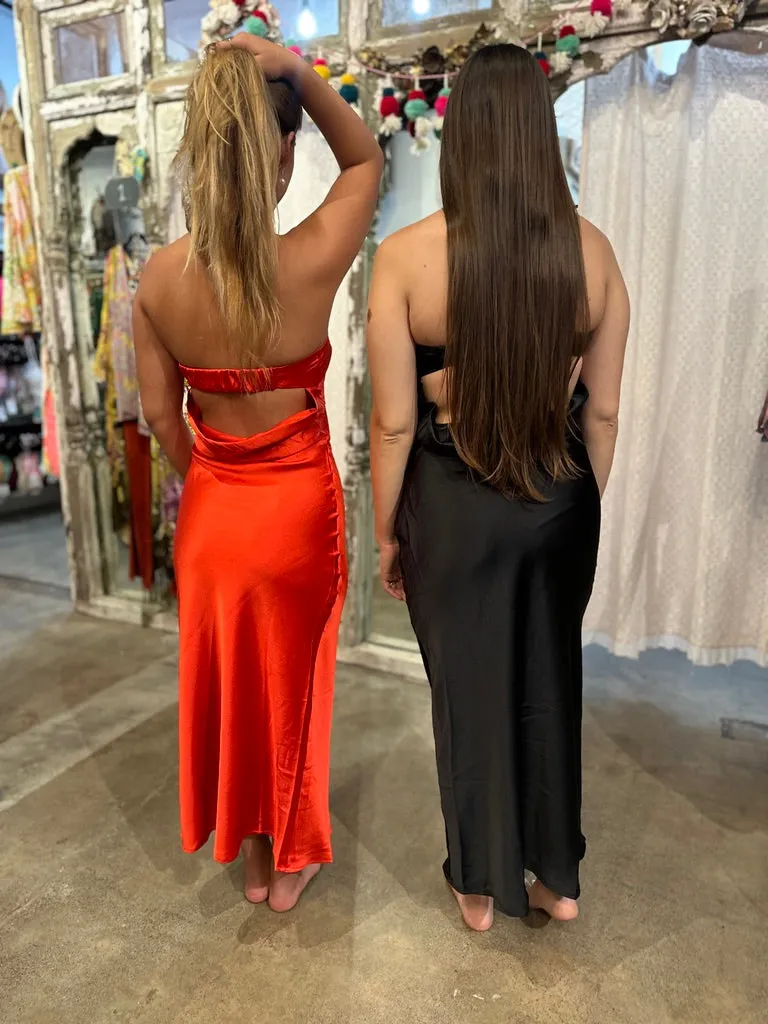 Satin Strapless Maxi