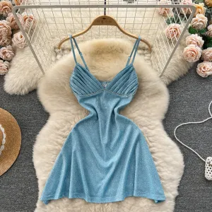 Sequin V-neck Pleated Slip Dress