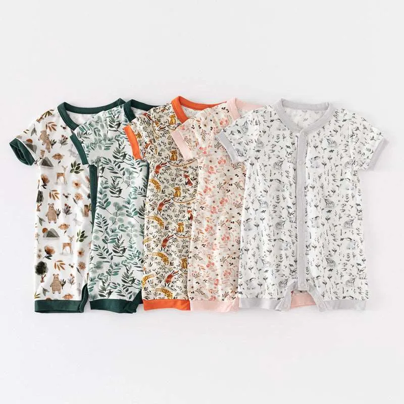Short Sleeve Snap Romper || Bundles of Bunnies