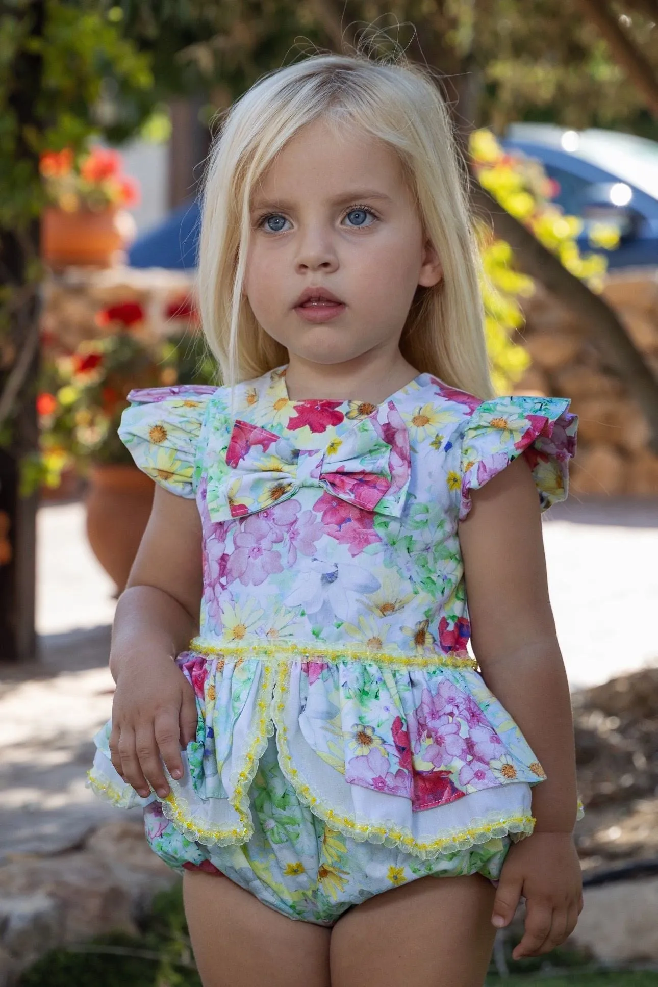 SS25 Rochy Girls Neon Floral Romper