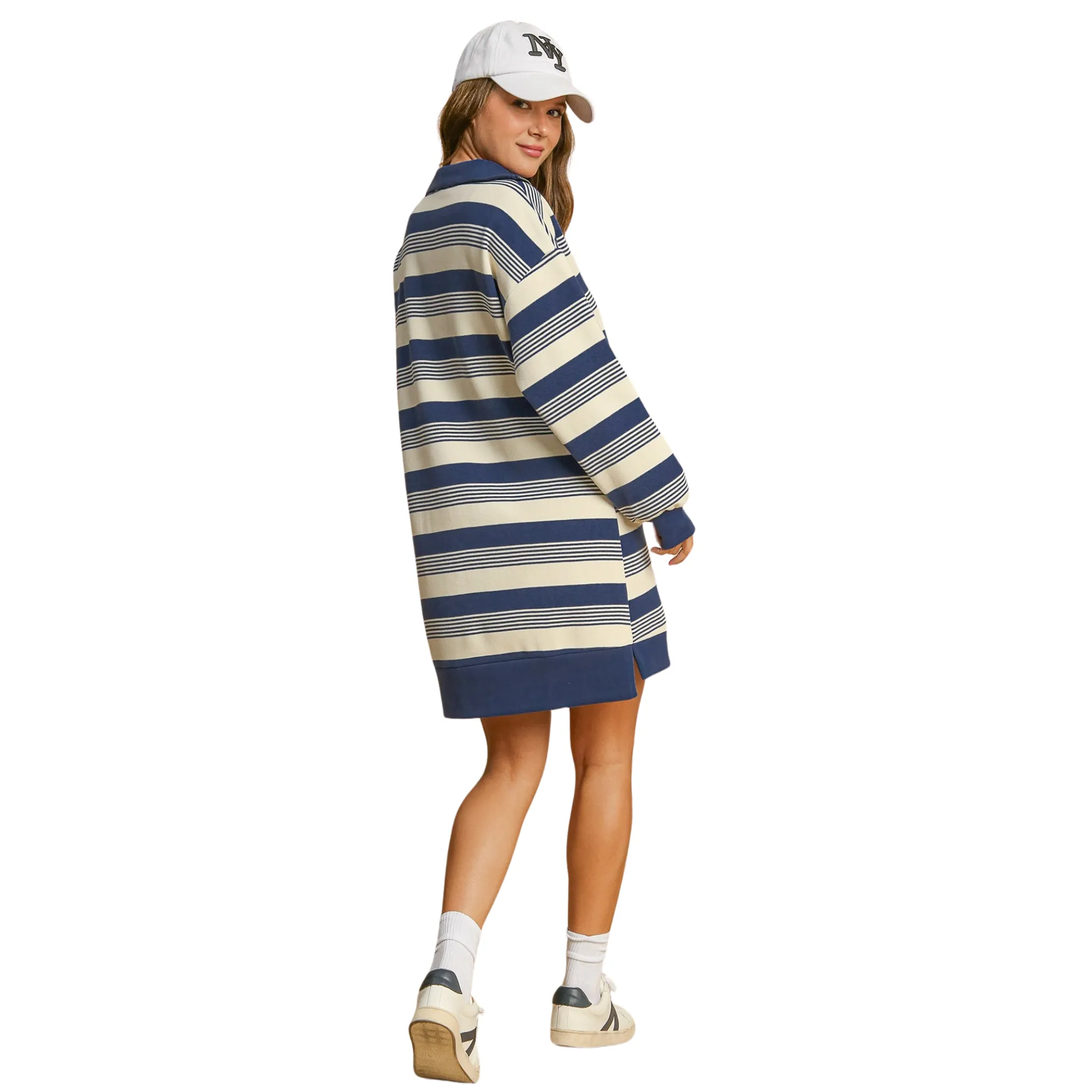 Striped Half Zip Dress