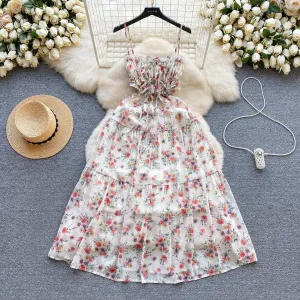 Sweetie Lace-up Floral Slip Dress