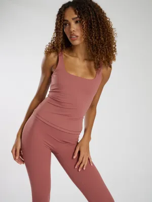 The 'Mould' scoop built in bra vest in dusty pink