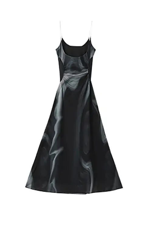 Tie Dye Spaghetti Strap Mesh Dress
