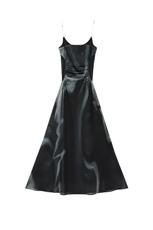 Tie Dye Spaghetti Strap Mesh Dress