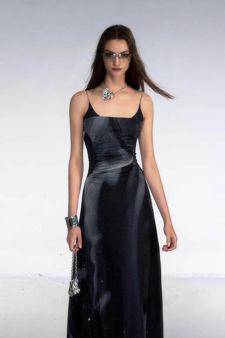 Tie Dye Spaghetti Strap Mesh Dress