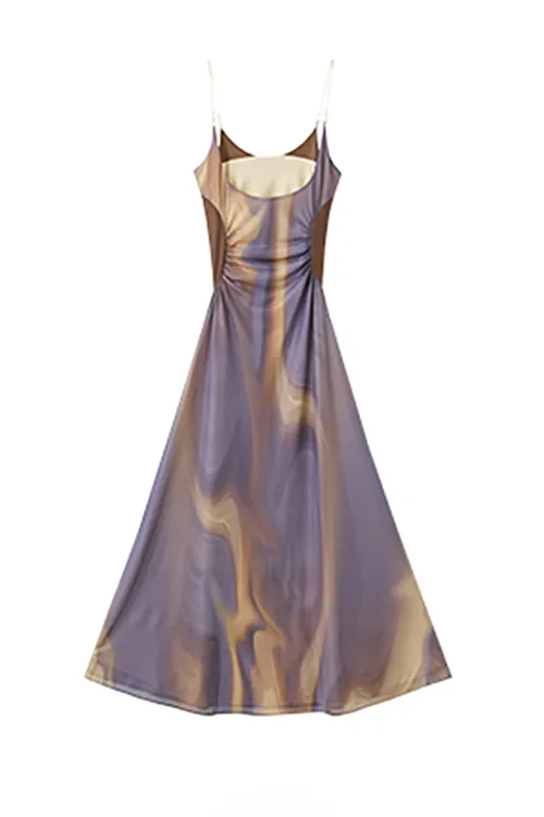 Tie Dye Spaghetti Strap Mesh Dress