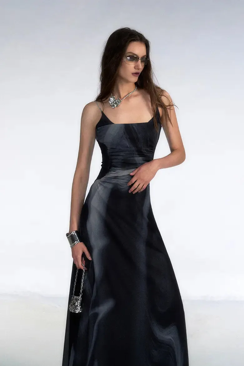 Tie Dye Spaghetti Strap Mesh Dress