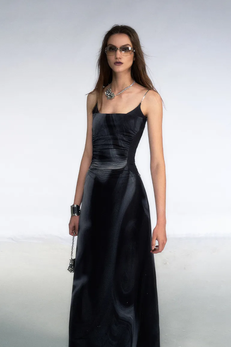 Tie Dye Spaghetti Strap Mesh Dress