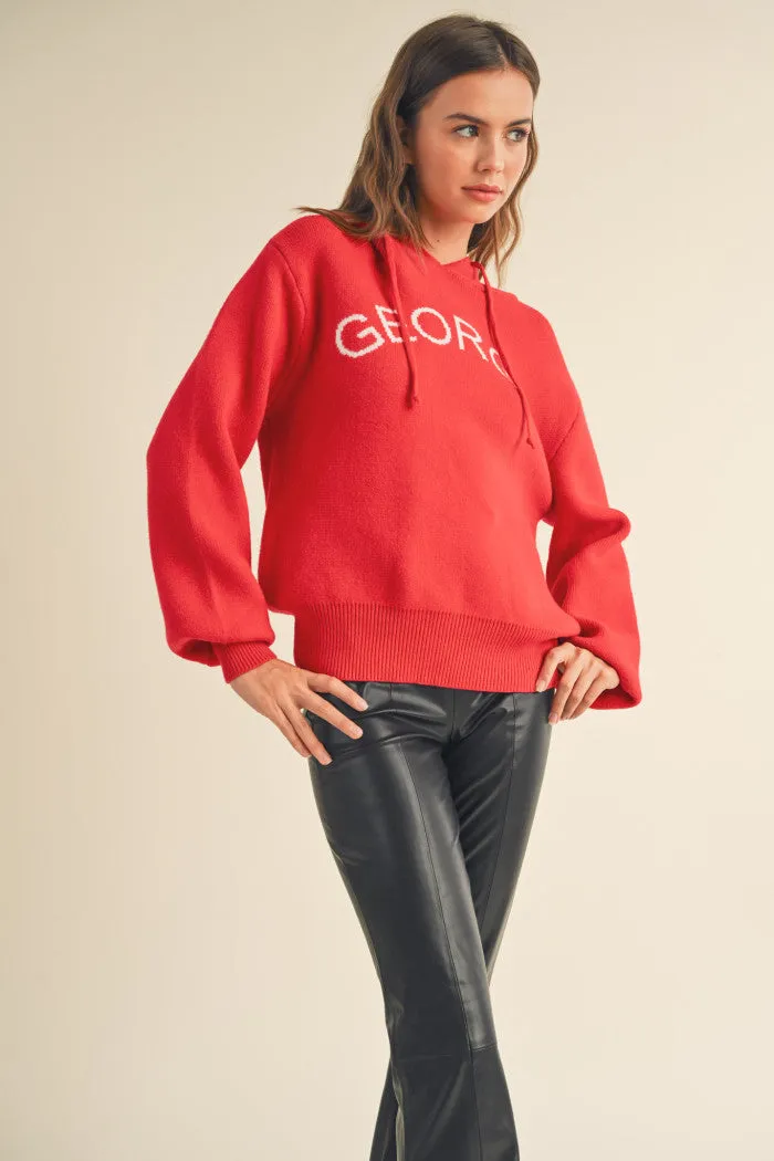 Top - Georgia Sweater Hoodie - Red