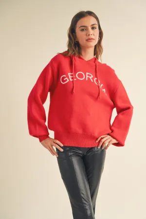 Top - Georgia Sweater Hoodie - Red