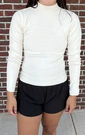 Top - Mock Turtleneck Layering Sweater - Oatmeal