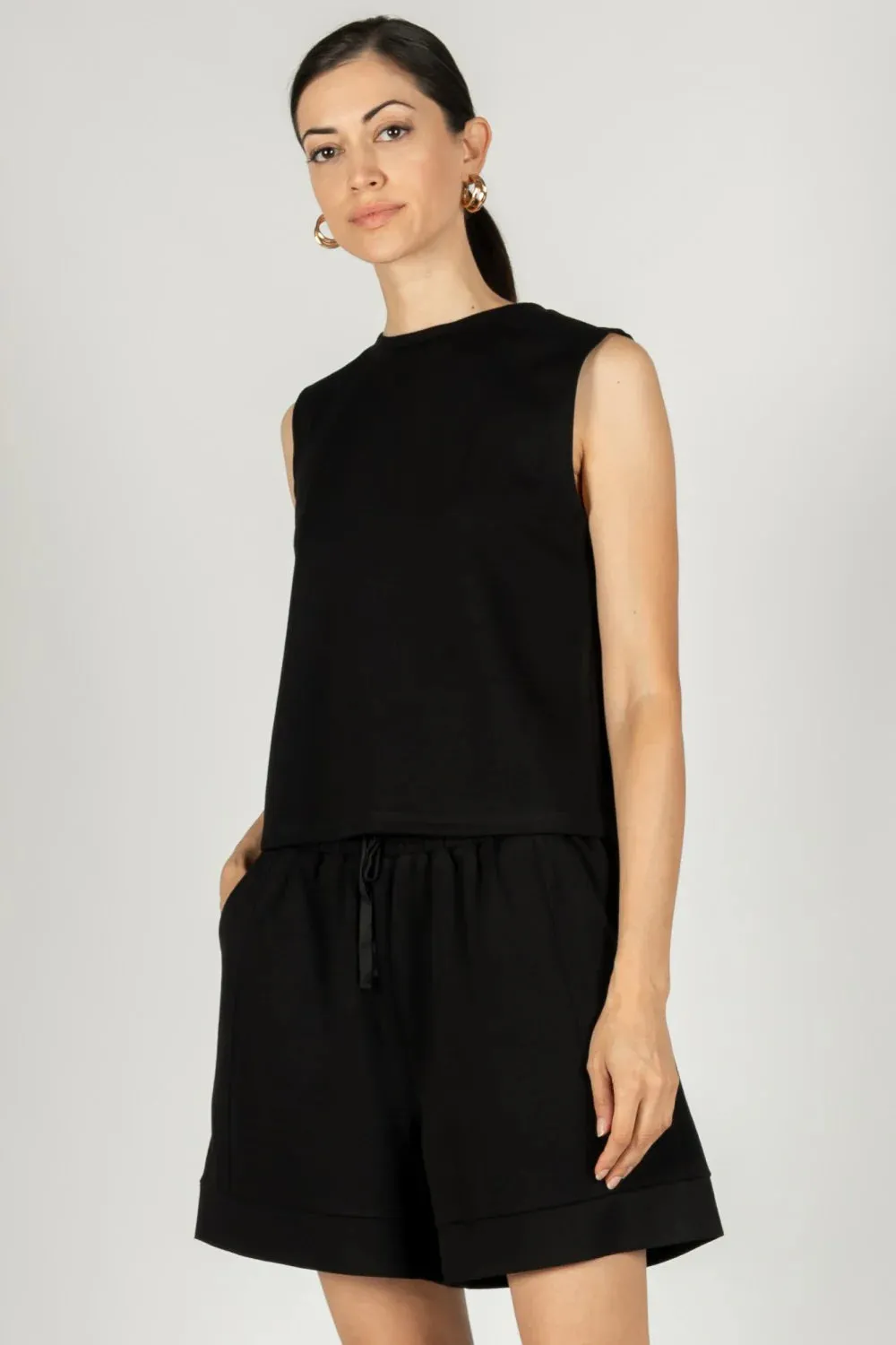 Top - Sleeveless Modal - Black
