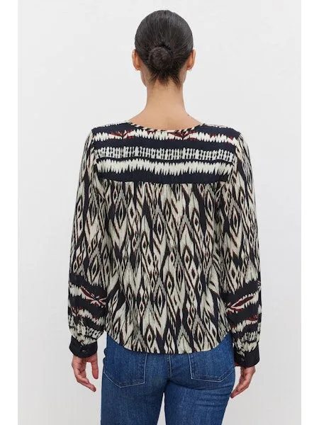 Veabrielle Velvet Black Ikat Boho Top