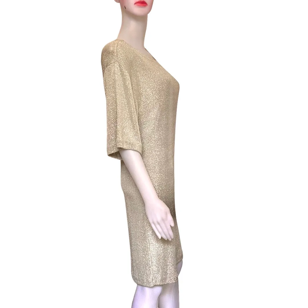 Vintage 1980s Gilberti Silver Shimmer Knit Dress