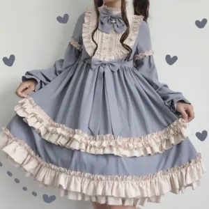 Vintage-Inspired Lolita Dress with Ruffle Trim