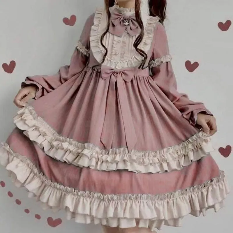 Vintage-Inspired Lolita Dress with Ruffle Trim