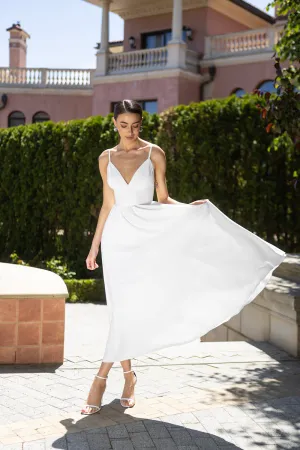 White V-Neck Slip Dress