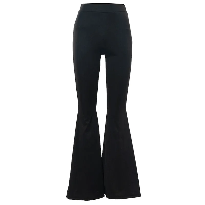 Woman Slim Fitting High Waisted Casual Flare Pants