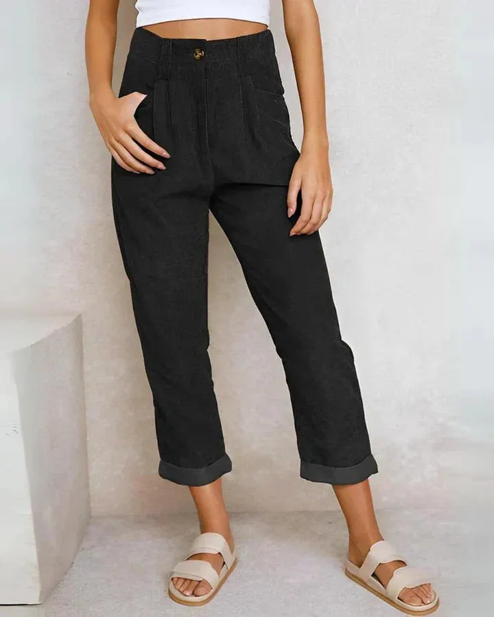 Women - Corduroy Trousers - Comfortable Fabric - Stylish Casual Pants for Everyday Wear