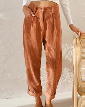 Women - Corduroy Trousers - Comfortable Fabric - Stylish Casual Pants for Everyday Wear