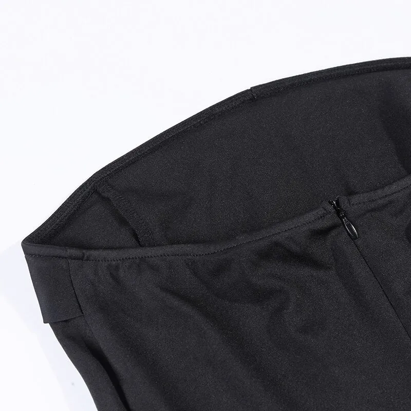 Women's Casual Strapless Solid Dress With Buttons
