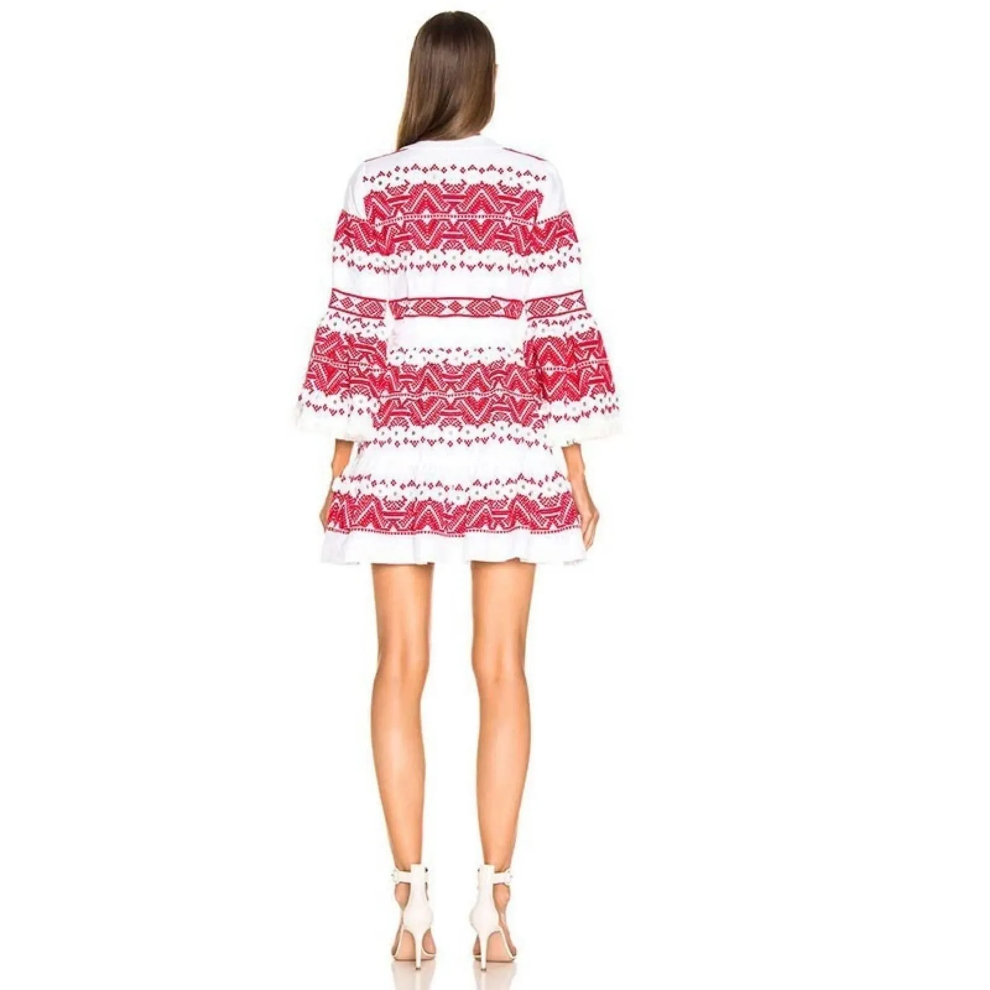 Women's Casual V-Neck Long-Sleeved High-Waist Dress
