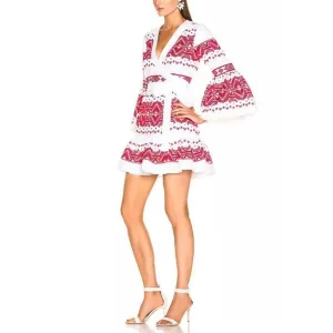 Women's Casual V-Neck Long-Sleeved High-Waist Dress