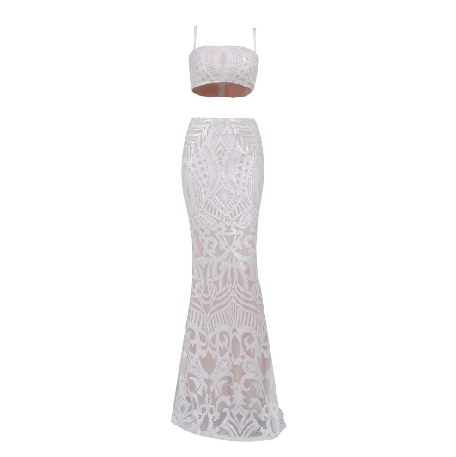 Women's Off-Shoulder Two-Piece Sequin Dress