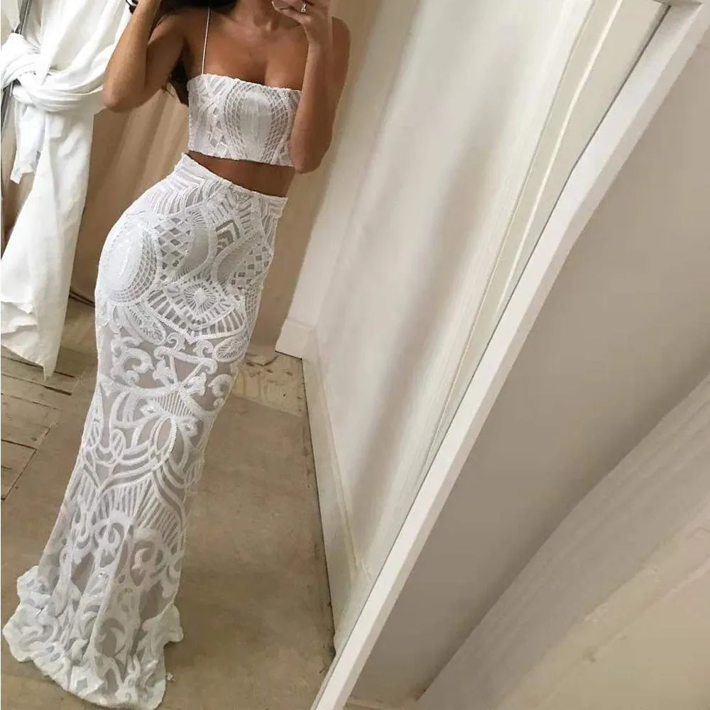 Women's Off-Shoulder Two-Piece Sequin Dress